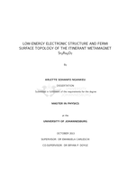 Low-energy electronic structure and Fermi surface topology of the itinerant metamagnet Sr₃Ru₂O₇