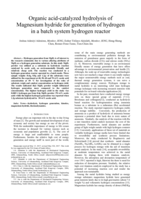 Organic acid-catalyzed hydrolysis of Magnesium hydride for generation of hydrogen in a batch system hydrogen reactor