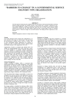 "Barriers-to-change" in a governmental service delivery type organisation.