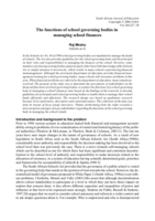 The functions of school governing bodies in managing school finances