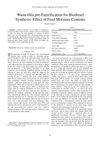 Waste oils pre-esterification for biodiesel synthesis : effect of feed moisture contents