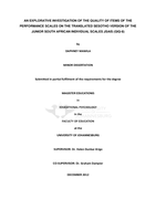 An explorative investigation of the quality of items of the performance scales on the translated Sesotho version of the junior South African individual scales JSAIS (giq-8)