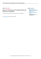 Optimum temperature of hot rolled reinforced bars at the cooling bed