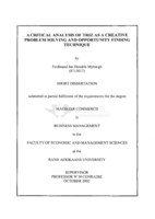 A critical analysis of TRIZ as a creative problem solving and opportunity finding technique