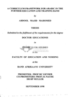 A curriculum framework for Arabic in the further education and training band