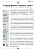 The subjective well-being of day labourers in South Africa : the role of income and geographical location