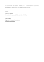 Stakeholders’ perception of the local government stakeholder engagement practices in the Bekkersdal township