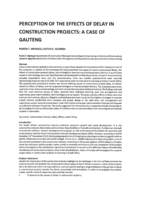 Perception of the effects of delay in construction projects: a case of Gauteng