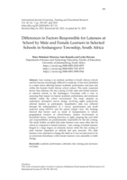 Differences in factors responsible for lateness at school by male and female learners in selected schools in Soshanguve Township, South Africa