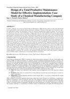 Design of a Total Productive Maintenance model for effective implementation : case study of a chemical manufacturing company