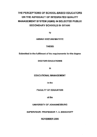 The perceptions of school-based educators on the advocacy of Integrated Quality Management System (IQMS) in selected public secondary schools in Giyani