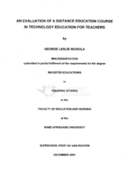 An evaluation of a distance education course in technology education for teachers