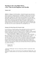 Meaning in life as the Right Metric: A key value beyond happiness and morality