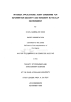 Internet applications : audit guidelines for information security and integrity in the SAP environment