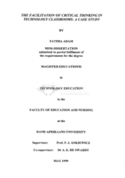 The facilitation of critical thinking in technology classrooms