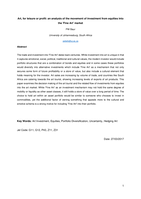 Art, for leisure or profit : an analysis of the movement of investment from equities into the 'Fine Art' market