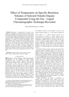 Effect of temperature on specific retention volumes of selected volatile organic compounds using the gas-liquid chromatographic technique revisited