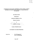 Experiences of family members living with a family member suffering from chronic schizophrenia in Lobatse