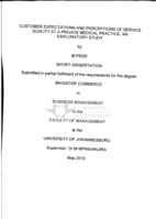 Customer expectations and perceptions of service quality at a private medical practice : an exploratory study