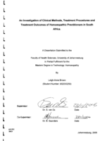 An investigation of clinical methods, treatment procedures and treatment outcomes of homoeopathic practitioners in South Africa