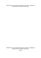 COVID-19, Poverty and sustainable development goals (SDGs): A Zimbabwean experience with a comparison to South Africa.
