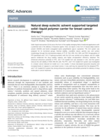 Natural deep eutectic solvent supported targeted solid–liquid polymer carrier for breast cancer therapy