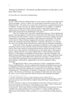 ‘Brought into Manhood’ : Christianity and Male Initiation in South Africa in the Early 20th Century