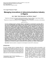 Managing innovations in telecommunications industry in Nigeria