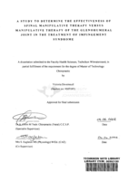 A study to determine the effectiveness of spinal manipulative therapy versus manipulative therapy of the Glenohumeral joint treatment of impingement syndrome