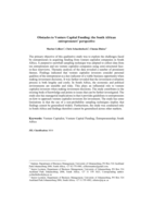 Obstacles to Venture Capital Funding : the South African entrepreneurs’ perspective