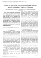 Effect of pH on the recovery and grade of base metal sulphides (PGMs) by flotation
