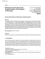 Infrastructure for Structural  Transformation : A Comeback of Planning?