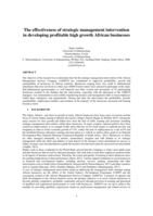 The effectiveness of strategic management intervention in developing profitable high growth African businesses