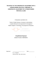 The effect of the chiropractic adjustment with a strengthening protocol compared to chiropractic adjustment or a strengthening protocol alone