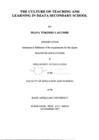 The culture of teaching and learning in Dzata secondary school