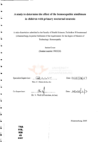 A study to determine the effect of the homoeopathic similimum in children with primary nocturnal enuresis