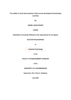 The validity of world class business criteria across developed and developing countries