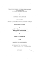 The lived experience of the implementation of Curriculum 2005 in a rural secondary school
