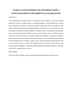 Trying to recycle household waste and feelings of guilt : a moderated mediation model applied to an emerging market