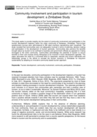 Community involvement and participation in tourism development : a Zimbabwe study