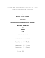 Polymerisation of cyclodextrins and multiwalled carbon nanotubes for use in water purification