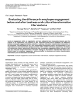Evaluating the difference in employee engagement before and after business and cultural transformation interventions