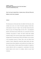 The French Colonial policy in Tunisia between 1920 and 1930 and its influence on the Greek Community.