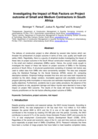 Investigating the impact of risk factors on project outcome of small and medium contractors in South Africa