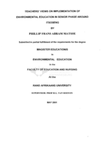 Teachers' views on implementation of environmental education in senior phase around Itsoseng