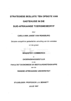 Strategiese besluite ten opsigte van gastehuise in die Suid-Afrikaanse toerismebedryf