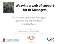 Weaving a web of support for IR managers