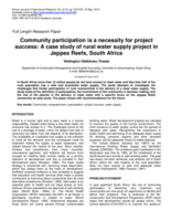 Community participation is a necessity for project success : a case study of rural water supply project in Jeppes Reefs, South Africa