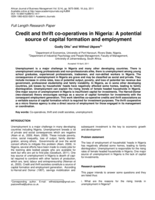Credit and thrift co-operatives in Nigeria : a potential source of capital formation and employment