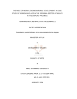 The role of micro-lending in rural development : a case study of women involved in the informal sector at Mulati in the Limpopo Province.
